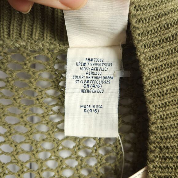 VTG NWT Faded Glory Womens Small Green Open Knit Open Front Cardigan Sweater - Picture 3 of 7